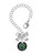 Silver Plated Green Paw on Black Disc - Bow Charm Accessory for Tumblers and Thermal Cups