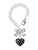 Silver Plated Black Resin Heart with Tropical Crystals - Bow Charm Accessory for Tumblers and Thermal Cups