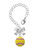 Silver Plated Optic Yellow Softball with Red Crystal Stitching - Bow Charm Accessory for Tumblers and Thermal Cups