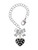 Silver Plated Black Resin Heart with Clear Crystals in Frame - Bow Charm Accessory for Tumblers and Thermal Cups