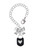 Silver Plated Black Enamel Lock with Clear Crystals - Bow Charm Accessory for Tumblers and Thermal Cups
