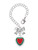 Silver Plated Christmas Heart with White Ruffles - Bow Charm Accessory for Tumblers and Thermal Cups