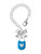 Silver Plated Hot Blue Enamel Lock with Clear Crystals - Bow Charm Accessory for Tumblers and Thermal Cups
