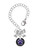 Silver Plated Purple Paw on Black Disc - Bow Charm Accessory for Tumblers and Thermal Cups