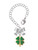 Gold-tone Opaque Green Lucky Four Leaf Clover - Bow Charm Accessory for Tumblers and Thermal Cups