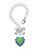 Silver Plated Lime Green & Hot Blue Heart with Black Ruffles - Bow Charm Accessory for Tumblers and Thermal Cups