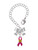 Silver Plated Hot Pink Ribbon with Softball - Bow Charm Accessory for Tumblers and Thermal Cups