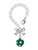 Silver Plated 3-D Frosted Green Resin Ornament with Crystals - Bow Charm Accessory for Tumblers and Thermal Cups
