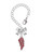 Silver Plated Medium Translucent Red Angel Wing - Bow Charm Accessory for Tumblers and Thermal Cups