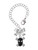 Silver Plated Small Black Resin Skull with Clear Crystals - Bow Charm Accessory for Tumblers and Thermal Cups
