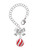 Silver Plated 3-D Red Striped Christmas Ornament - Bow Charm Accessory for Tumblers and Thermal Cups