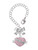 Silver Plated Believe Banner on Pink Crystal Heart - Bow Charm Accessory for Tumblers and Thermal Cups