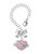 Silver Plated Lil Sister Banner on Pink Crystal Heart - Bow Charm Accessory for Tumblers and Thermal Cups