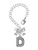 Black Nickeltone Crystal Initial - D - Beaded Border - Bow Charm Accessory for Tumblers and Thermal Cups
