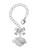 Silver Plated Lil Sister Banner on Clear Crystal Heart - Bow Charm Accessory for Tumblers and Thermal Cups