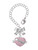 Silver Plated Mom Banner on Pink Crystal Heart - Bow Charm Accessory for Tumblers and Thermal Cups
