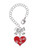 Silver Plated Red Enamel Heart with Paw Prints - Bow Charm Accessory for Tumblers and Thermal Cups