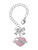 Silver Plated Love Banner on Pink Crystal Heart - Bow Charm Accessory for Tumblers and Thermal Cups