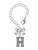 Black Nickeltone Crystal Initial - H - Beaded Border - Bow Charm Accessory for Tumblers and Thermal Cups