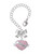Silver Plated Sister Banner on Pink Crystal Heart - Bow Charm Accessory for Tumblers and Thermal Cups