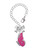 Silver Plated Large Translucent Hot Pink Flying Butterfly - Bow Charm Accessory for Tumblers and Thermal Cups