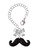 Silver Plated Large Black Enamel Mustache - Bow Charm Accessory for Tumblers and Thermal Cups