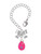 Silver Plated Hot Pink Easter Egg with Color Crystal Dots - Bow Charm Accessory for Tumblers and Thermal Cups