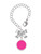 Silver Plated Small Hot Pink Enamel Disc - Bow Charm Accessory for Tumblers and Thermal Cups