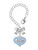 Silver Plated Baby Boy Blue Heart with Baby Feet - Bow Charm Accessory for Tumblers and Thermal Cups