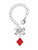 Silver Plated Card Suit - Red Diamond - Bow Charm Accessory for Tumblers and Thermal Cups