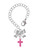 Silver Plated Small Hot Pink Crystal Cross - Bow Charm Accessory for Tumblers and Thermal Cups