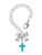 Silver Plated Small Teal Crystal Cross - Bow Charm Accessory for Tumblers and Thermal Cups