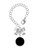 Silver Plated Small Black Enamel Disc - Bow Charm Accessory for Tumblers and Thermal Cups