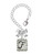 Silver Plated Pebble Border Initial - F - Bow Charm Accessory for Tumblers and Thermal Cups