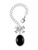 Silver Plated Small Black Acrylic Oval - Bow Charm Accessory for Tumblers and Thermal Cups