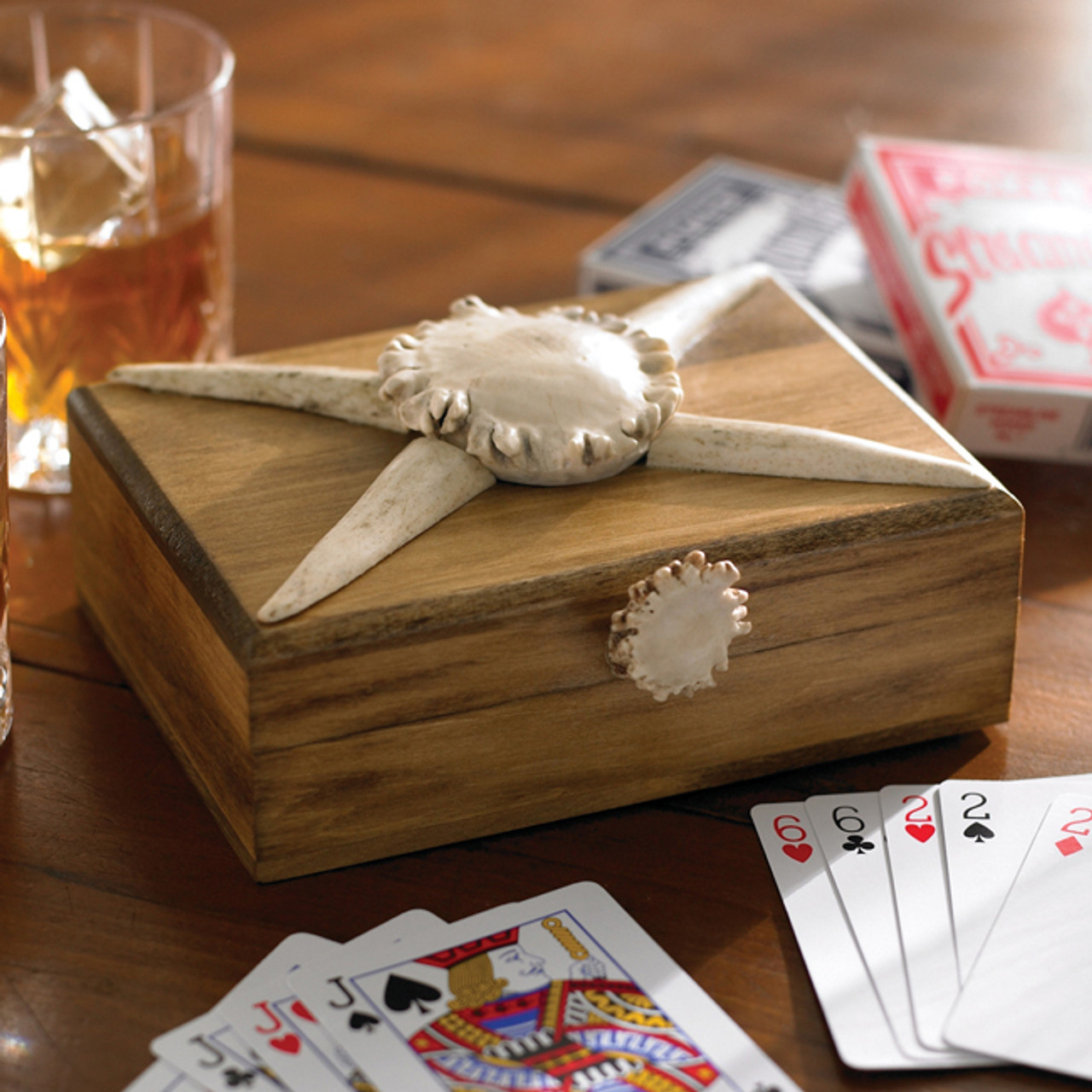 Antler Playing Card Box - 6W x 5D x 2H, Black Forest Decor