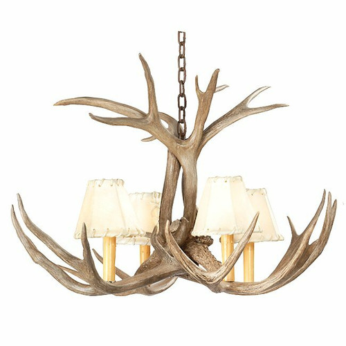 Mule Deer Antler Single Tier Chandelier - 4 Light