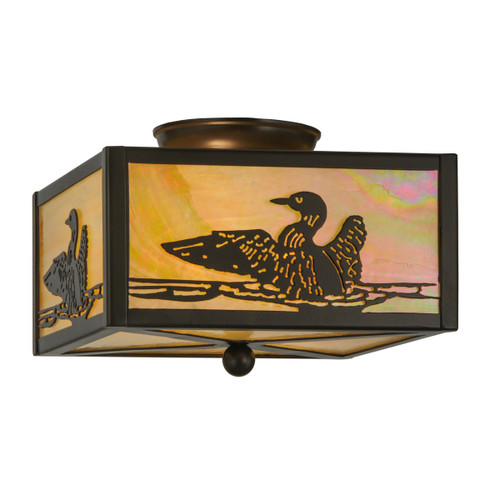 Cutout Metal Loon Square Flush Mount Light Fixture