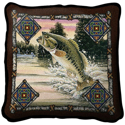Fish Lodge Bass Pillow Cover
