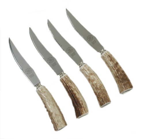 Antler Handle w/ Sliver End Cap Steak Knives