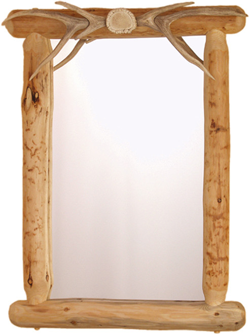 Lodgepole Framed Mirror w/Antler Top (Authentic Antlers)