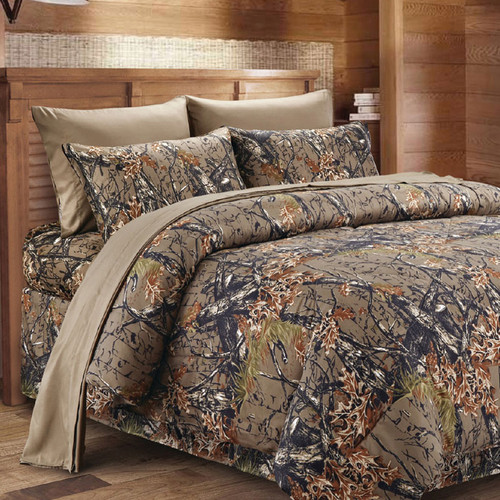 Natural Woodland Camouflage 6 Piece Sheet Set - King