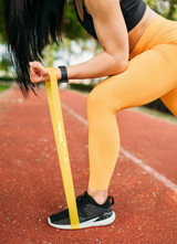 Moves Loop Resistance Band | Woman Using for Exercise, Showing Stretch | Physical Sports First Aid