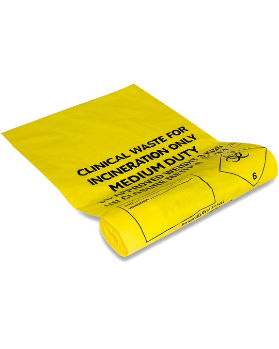 Clinical Waste Bags | Biohazard Bags | Quantity of 5 | Physical Sports First AId