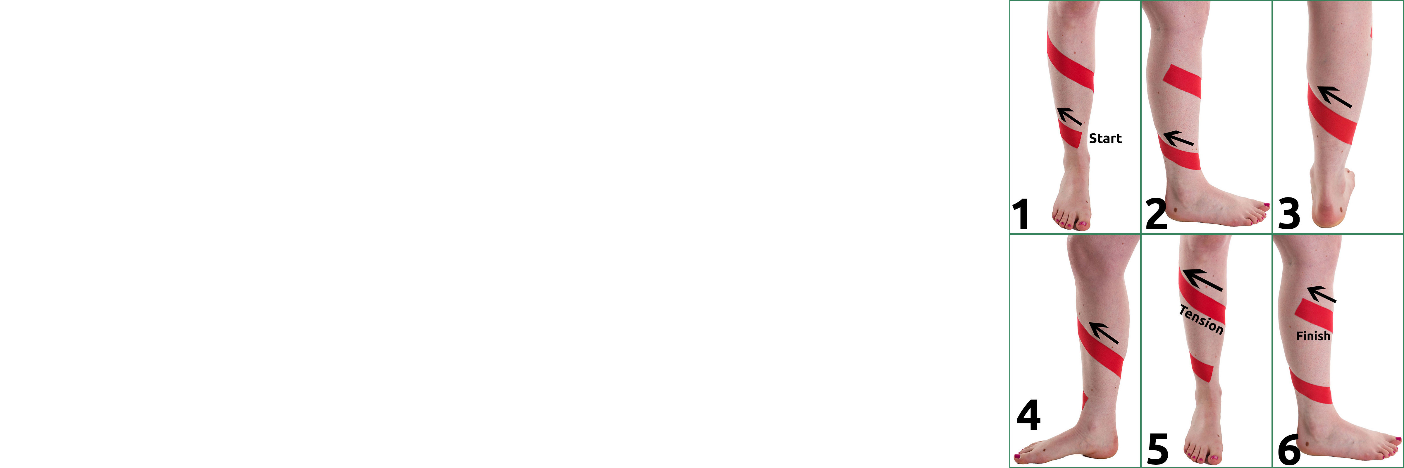 A step-by-step image of a shin taping technique.