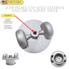 2-3/8 Inch Painted White Cast Aluminum External Halyard Stationary Double Pulley Flagpole Truck ST-32 Series 340045