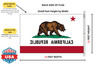 Back of a single face reverse California 12x18 nylon flag, ink penetrates so colors read both sides