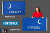 Fort Moultrie Liberty flag front and reverse views with FORTISVEX heading branding