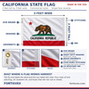 California 2x3 state flag features, heavy duty heading, solid brass grommets, four rows of fly end stitching