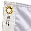 Solid brass grommet and heavy duty heading on a FORTISVEX California nylon flag